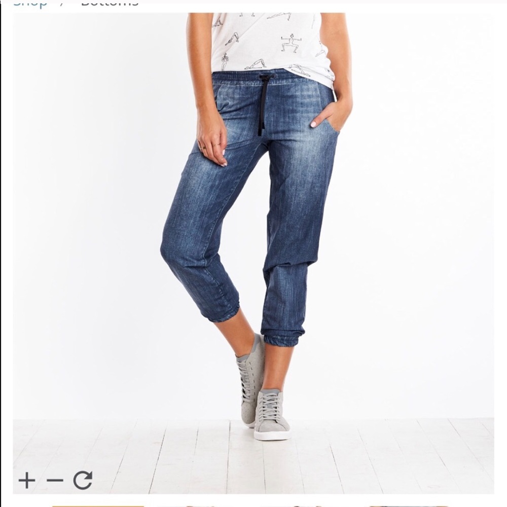 Lucy technical fabric denim jogger NWOT